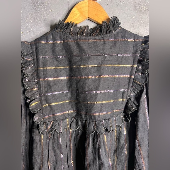 FARM RIO Metallic Striped Ruffle Top in size XS - Picture 10 of 12
